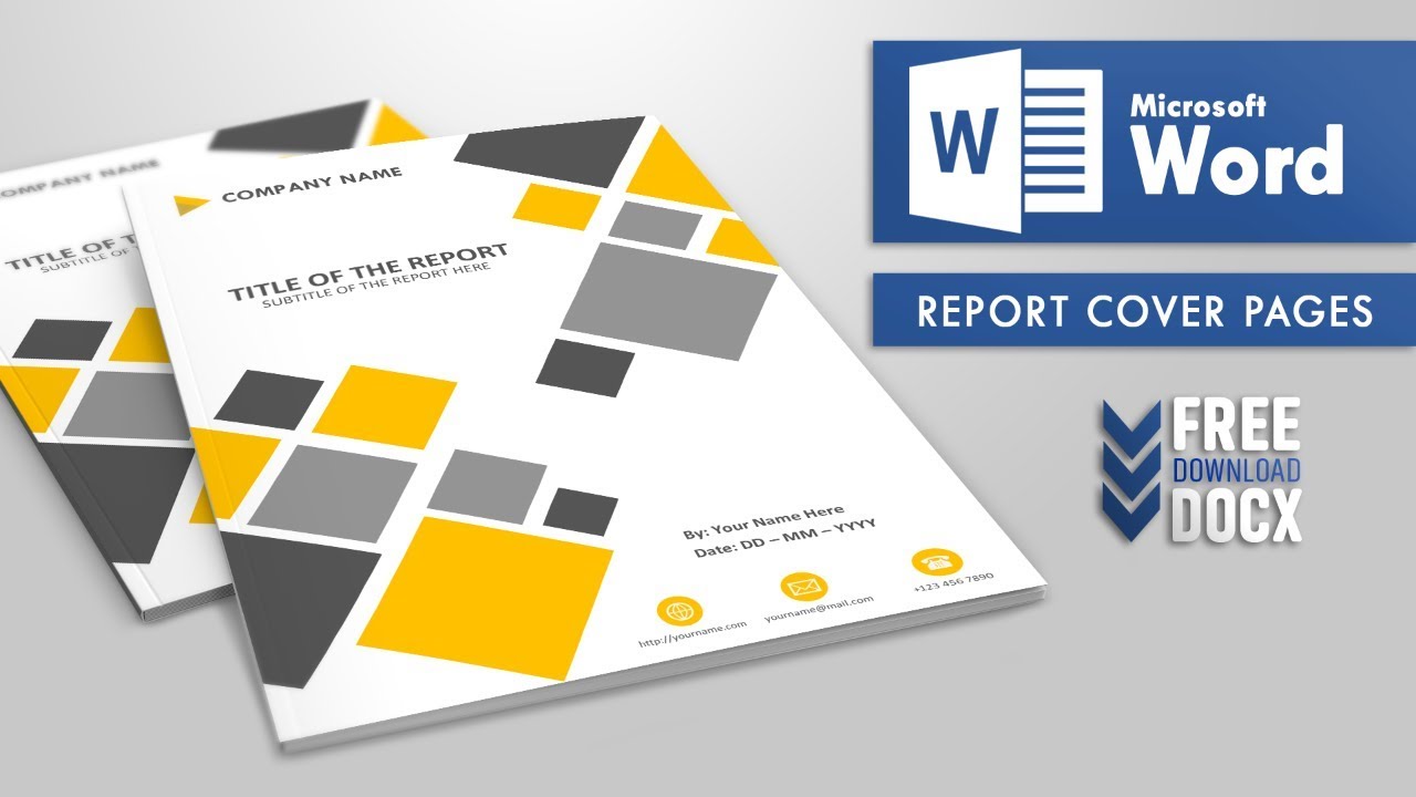 Cover Page Design for Report & Book in MS Word #3 + Free DOCX