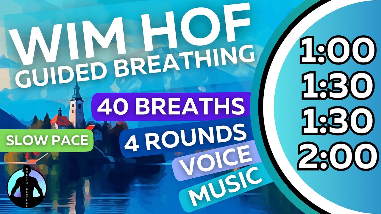 WIM HOF Guided Breathing Meditation - 40 Breaths 4 Rounds Slow Pace | Up to 2min