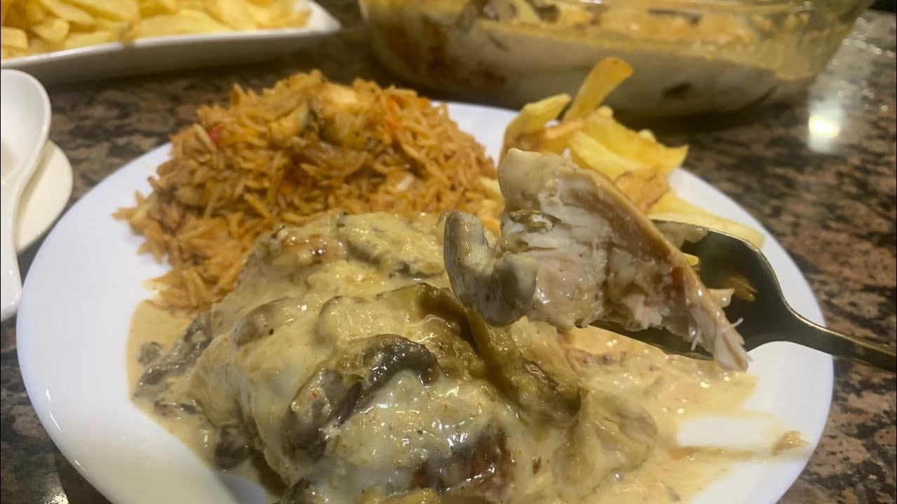 الكوردن بلو في الفرن بصوص الماشروم 😘