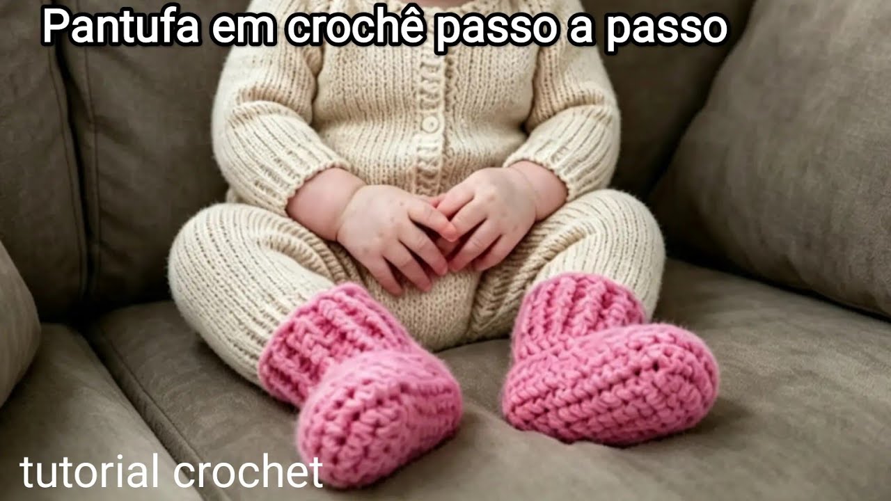 Pantufas de crochê fácil  para bebê  passo a passo  iniciantes  @iracysantoscroche