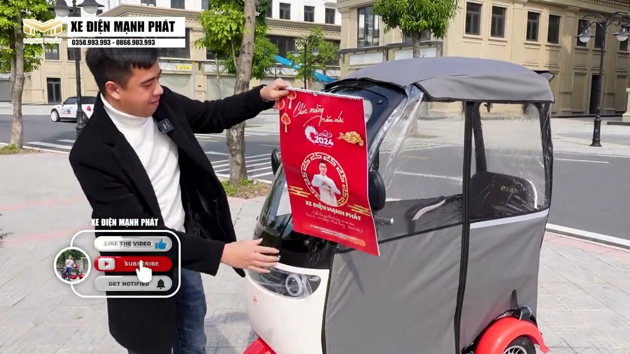 GIỚI THIỆU CHI TIẾT XE ĐIỆN 3 BÁNH SXLONG PRO CÓ MÁI CHE VÀ BẠT CHE MƯA !!