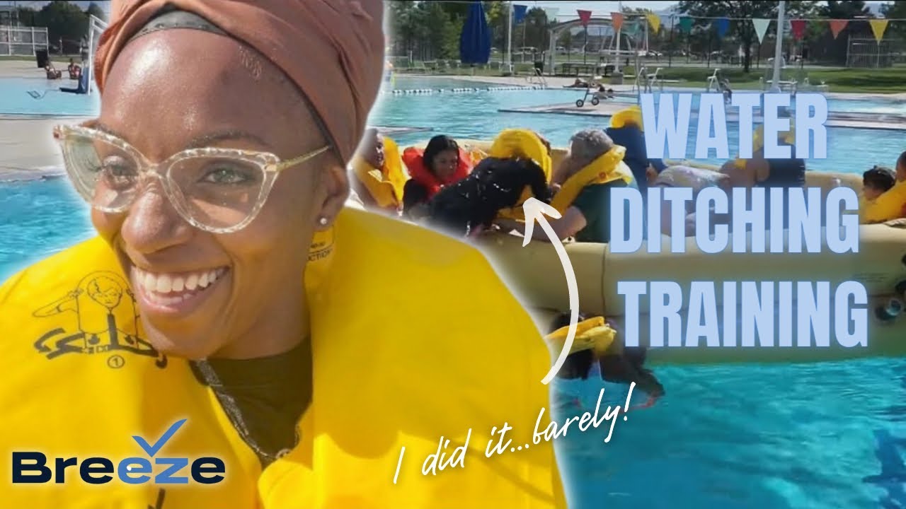 can’t swim? me neither 😳 | Water Ditching Day | Breeze Airways A220 | Flight Attendant Life ✈️