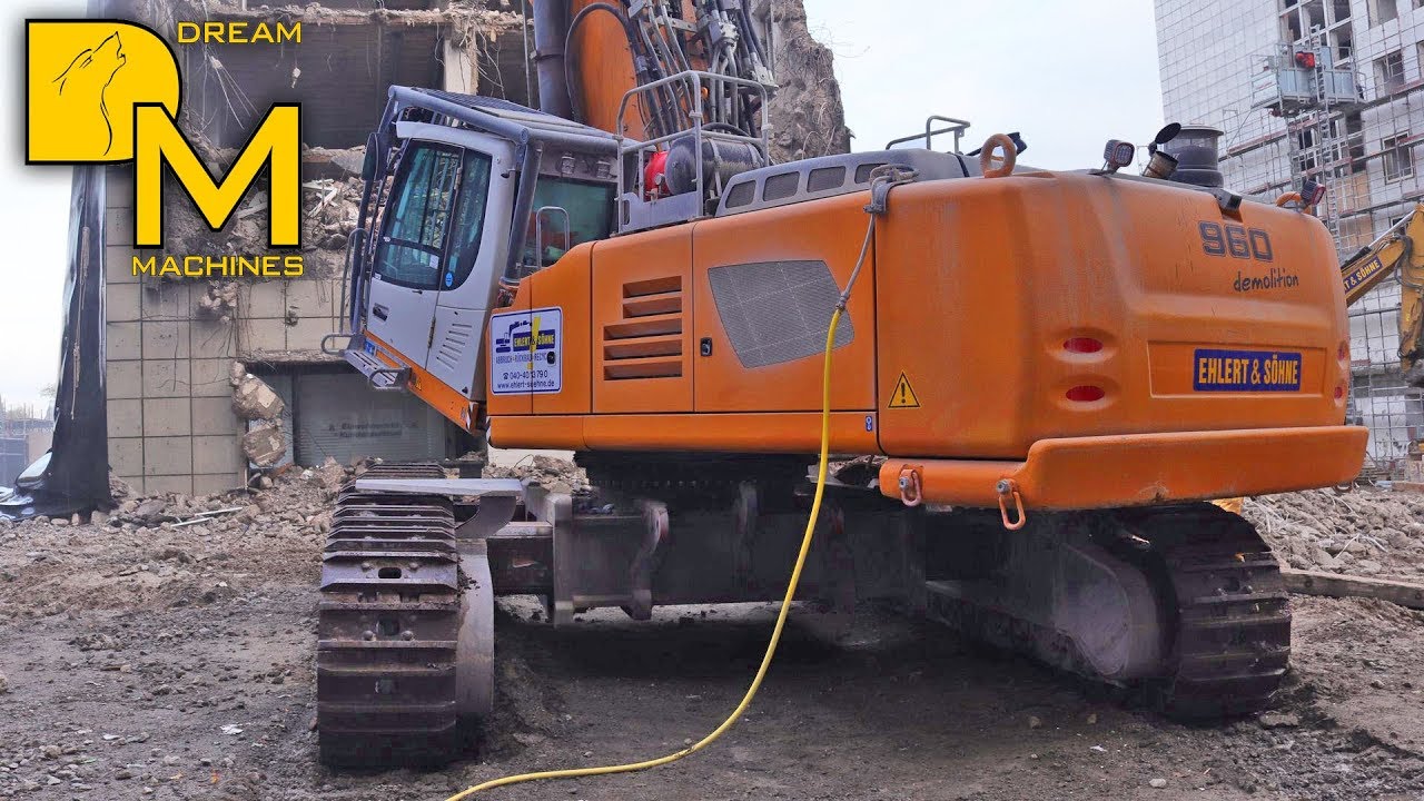 Heavy machinery diary LIEBHERR R960 high reach demolition excavator ripping down big building #2