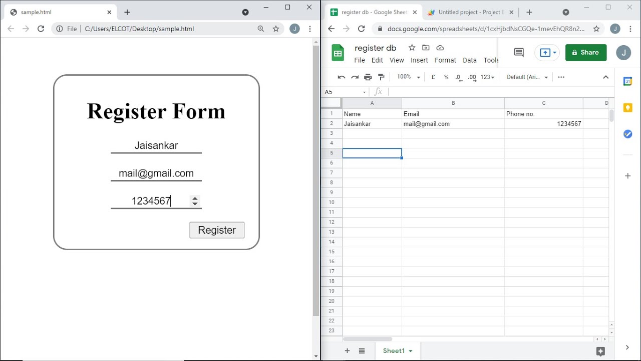 How to submit HTML form data to google spreadsheet?