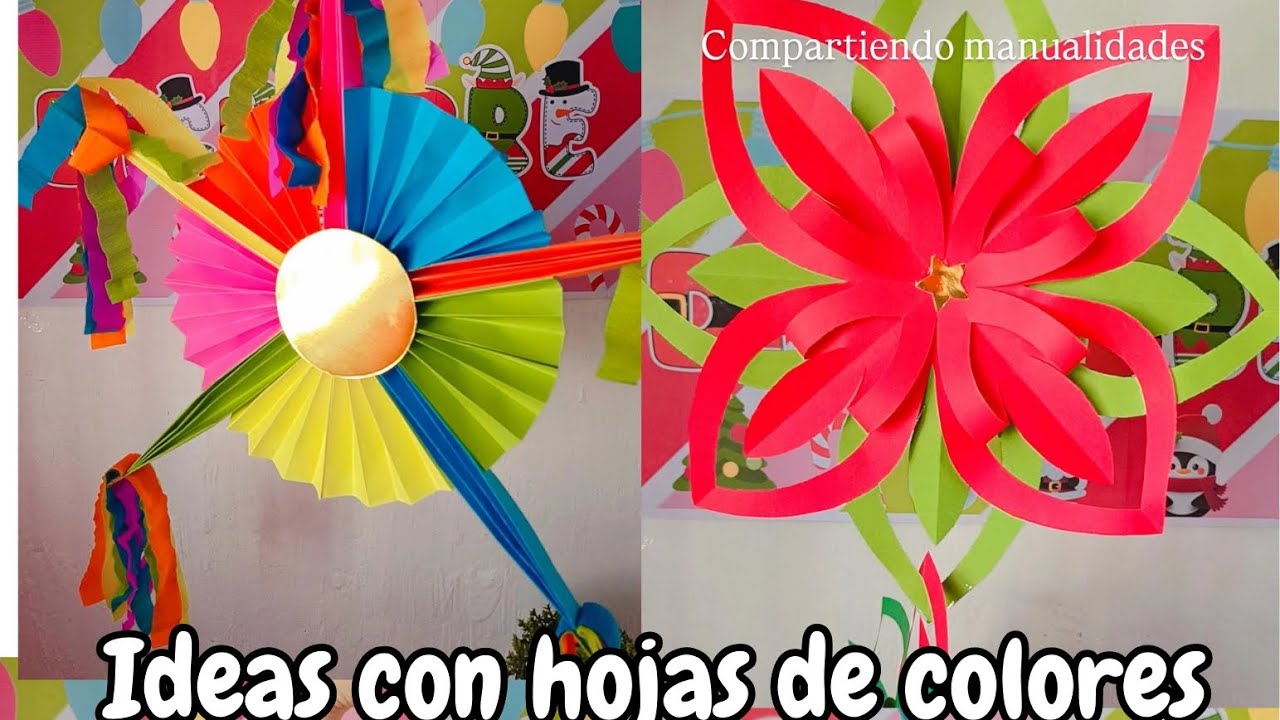 Ideas navideñas con hojas de colores  @RosBetcreaciones 