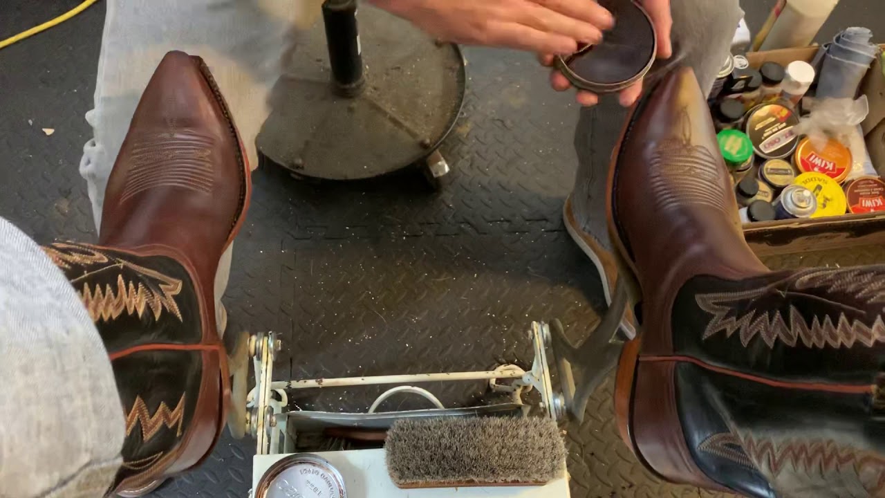 Lucchese Cowboy Boots First shine!! | ANGELO SHOE SHINE ASMR