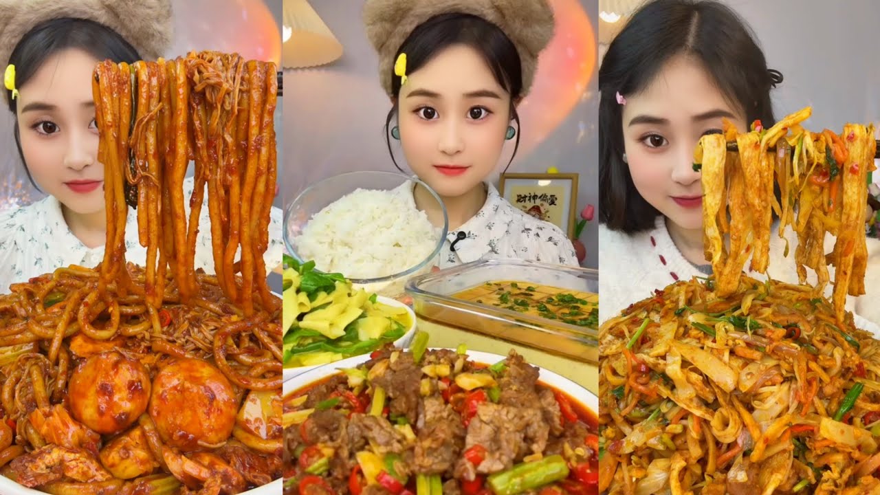 ASMR EATING SPICY AND HOT Korean Noodles 먹방 | Chinese Spicy Food ASMR 중국먹방 | ASMR Eating Video