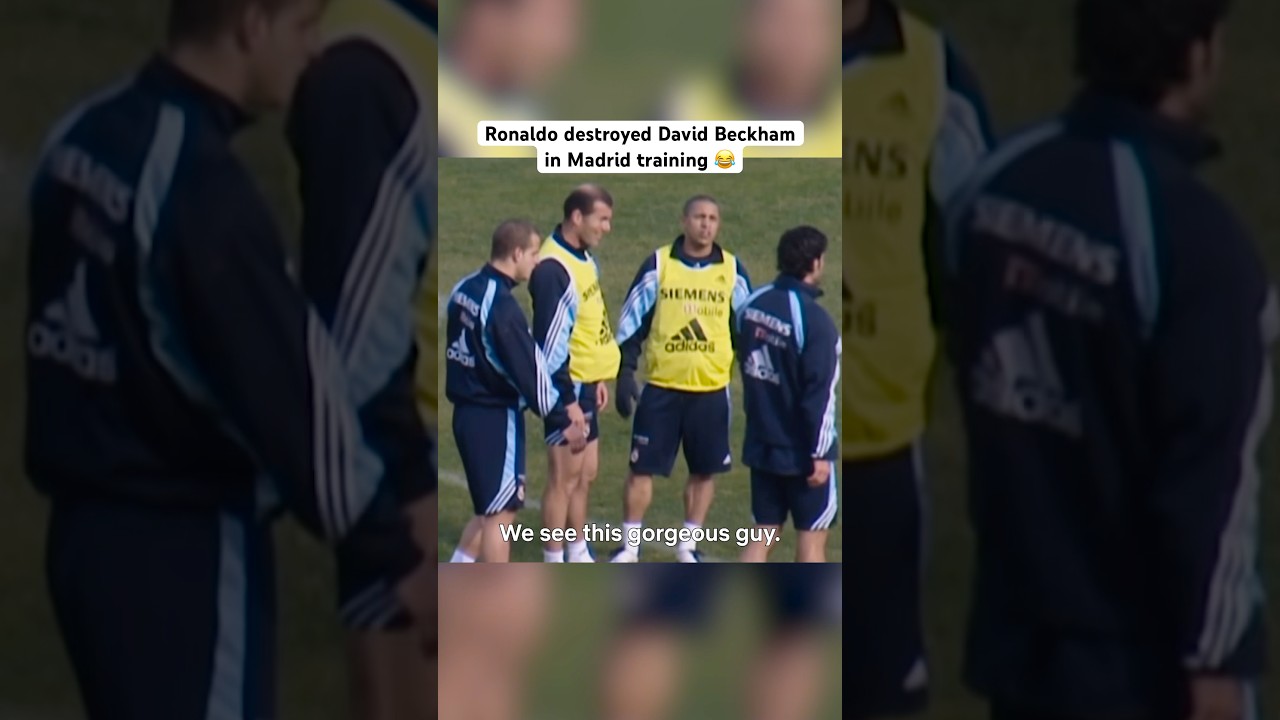 Ronaldo destroys David Beckham in Real Madrid training 😂 #davidbeckham #ronaldo #realmadrid