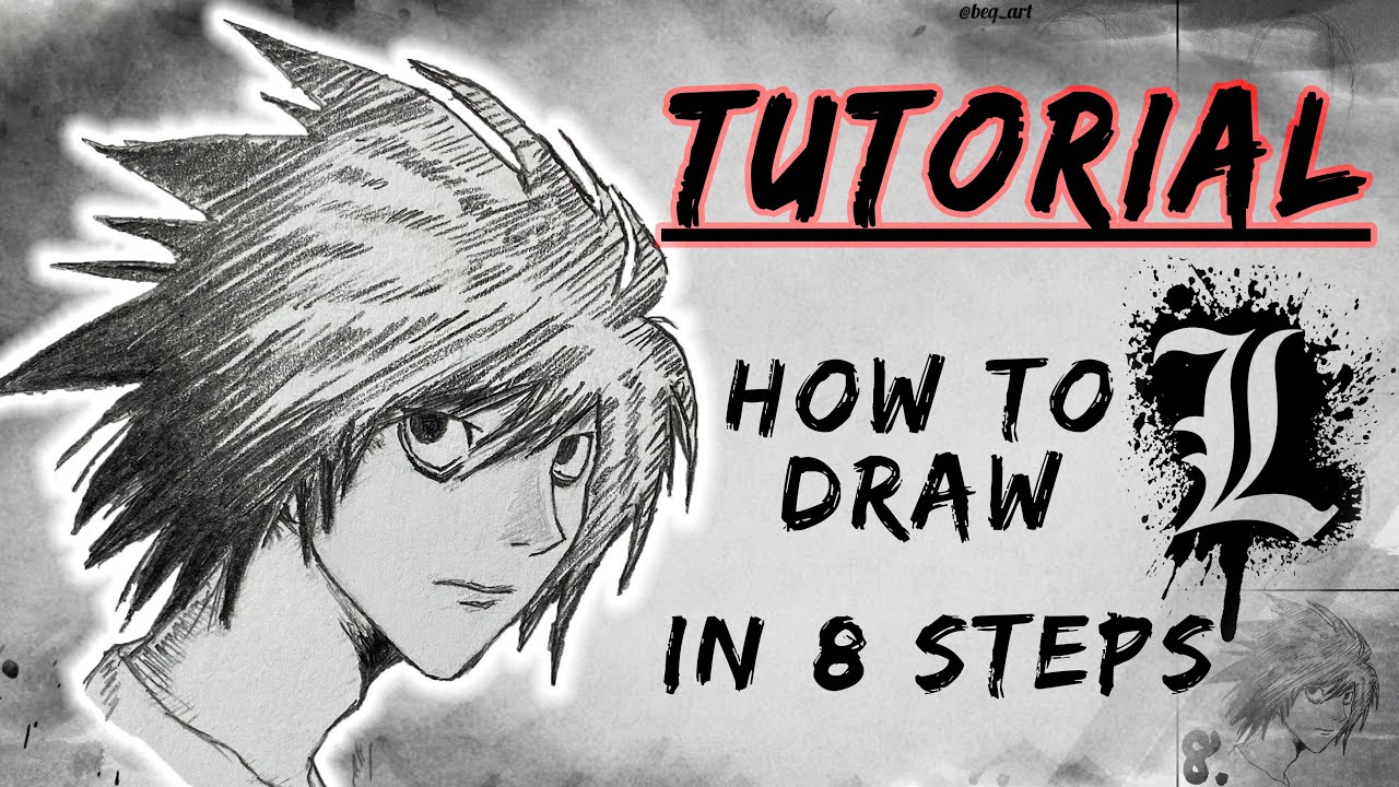 How to Draw L (Death Note) - Step by Step Tutorial for Beginners