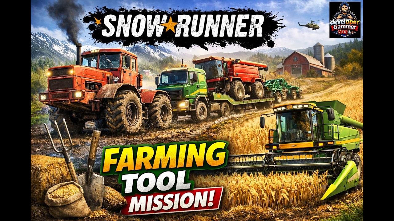 SnowRunner Gameplay Walkthrough Series Ep 2 – Farming Tools खेती मिशन 🚜 Farming Equipment Delivery