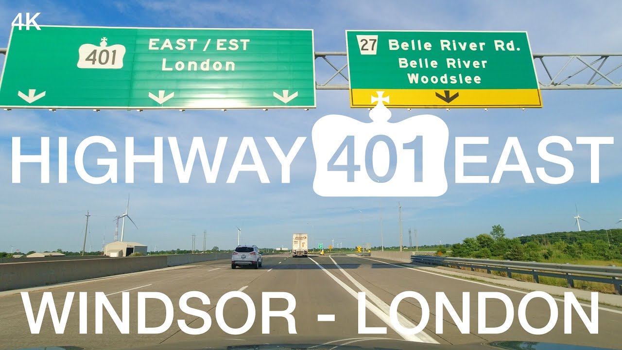 Highway 401 East from Windsor to London Ontario, 175km