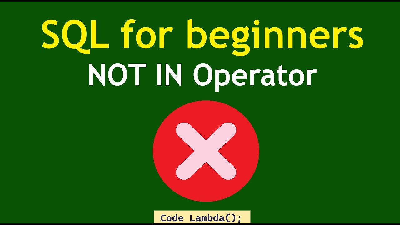 SQL for beginners - NOT IN Operator (2023)
