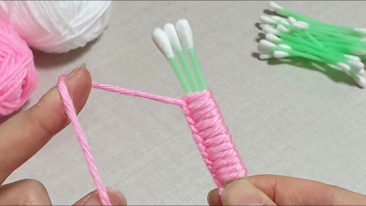 Super Easy Woolen Flower Making Ideas - Easy Rose Making - Hand Embroidery Amazing Trick -DIY Flower