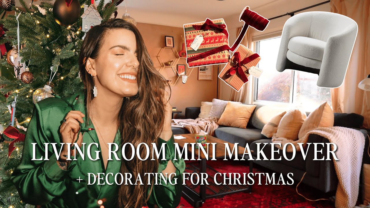 MINI LIVING ROOM MAKEOVER: Decorating for Christmas + adding upgrades | Anastasia Creative