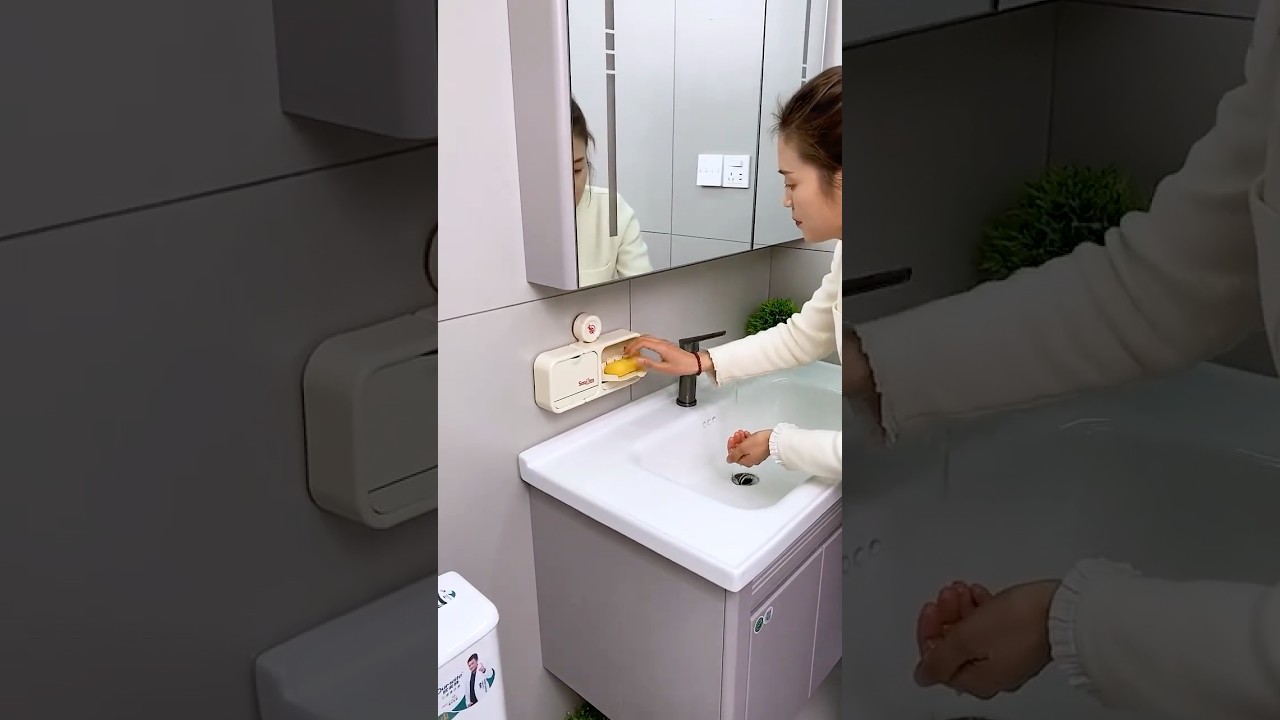 Suction cup flip-top drain soap dish #Practical and space-saving #household #bathroom #homegadgets