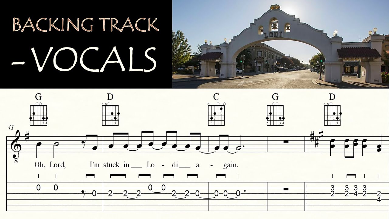 LODI | CREEDENCE CLEARWATER REVIVAL | CCR | - Vocals | Backing Track | Karaoke | Sheet Music & TAB
