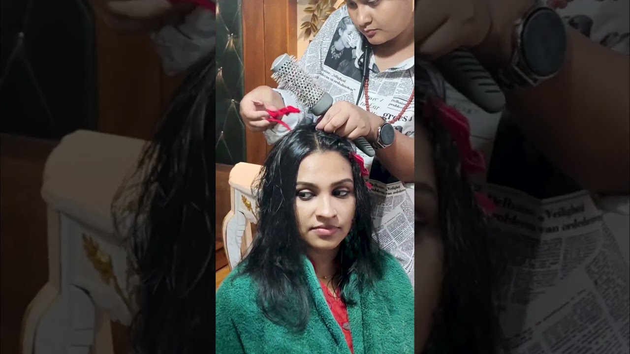 😱ഉള്ളില്ലാത്ത മുടിക്ക് ഇതാ നല്ലത് 🔥|Permenant Hair Bouncing with Blow Dry#shorts #youtubeshorts