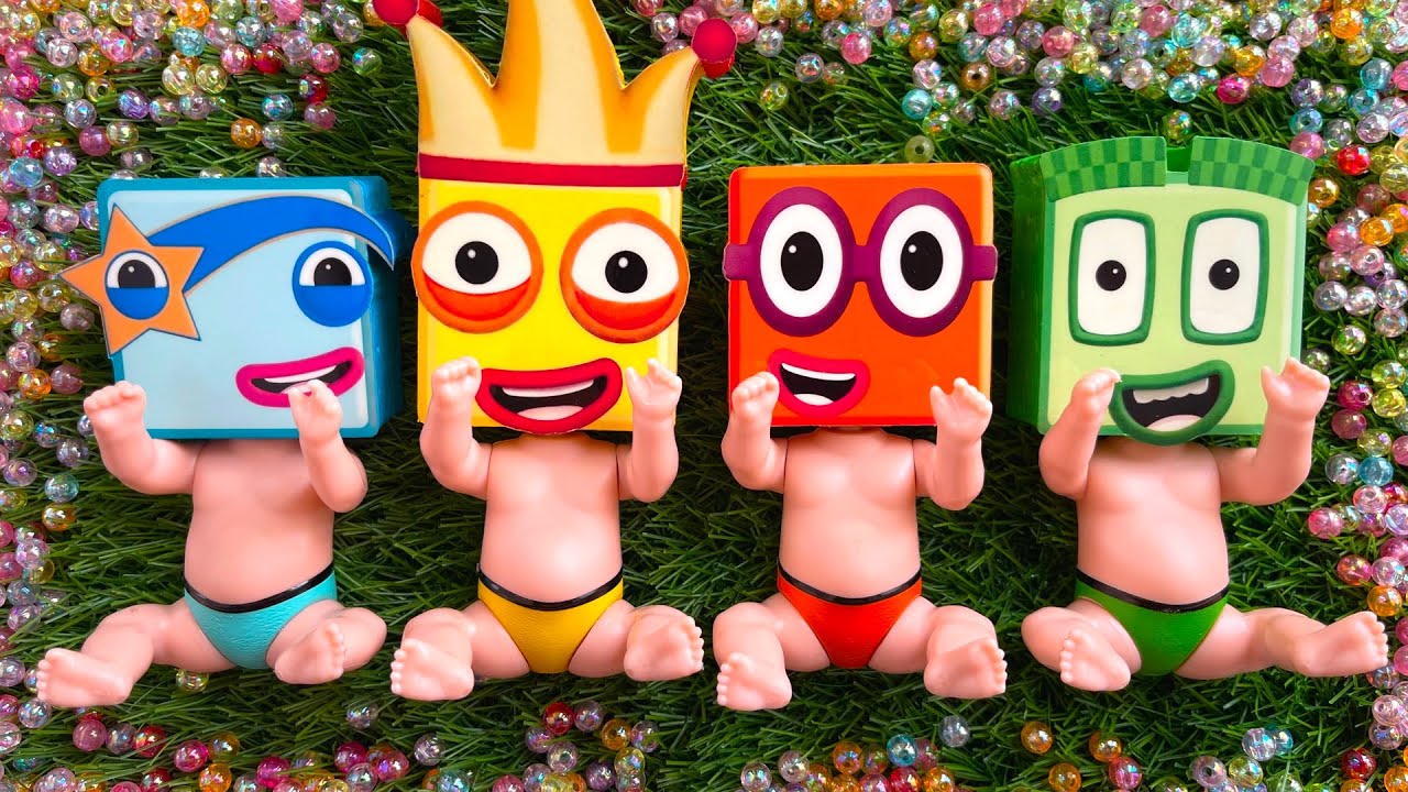 Numberblocks NEW 50 Full of 4 Rainbow Bathtubs Candy with Relaxing video & Magic Slime Cutting Video