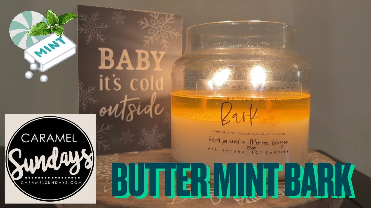 CARAMEL SUNDAYS Post Burn Candle Review🕯️Butter Mint Bark 🍬Soy Candle 💗