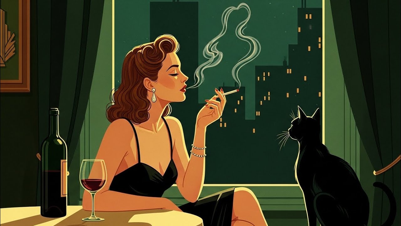 Midnight in a 1940s Jazz Bar 🖤 Vintage Noir Ambience 