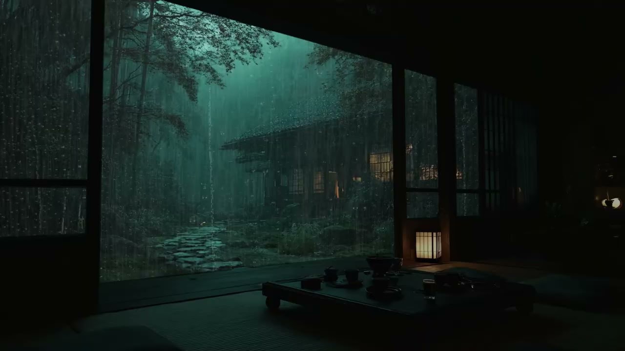 Gentle Rain in a Quiet Garden 🌧 (No Ads) | Dark Bedroom Ambience for Deep Sleep