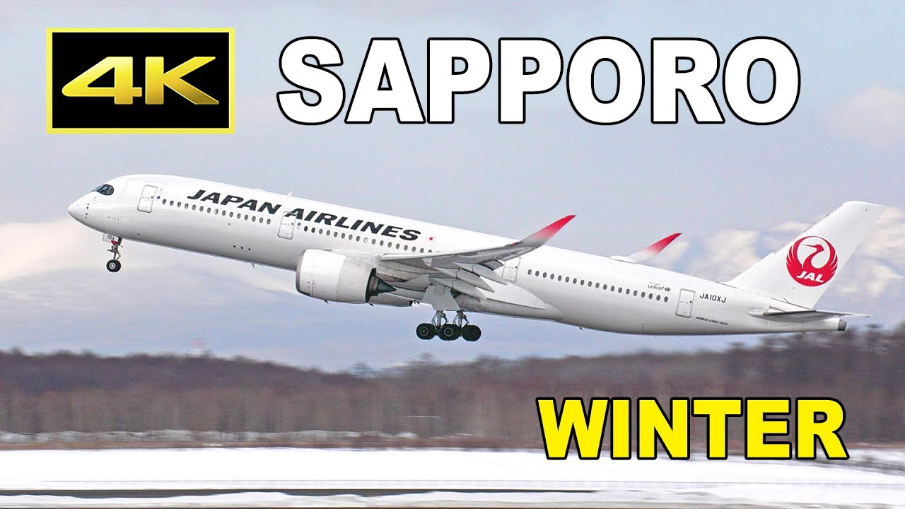 [4K] 新千歳空港の雪景色 / A350, 777, 787, 767, etc. - Sapporo New Chitose Airport in winter