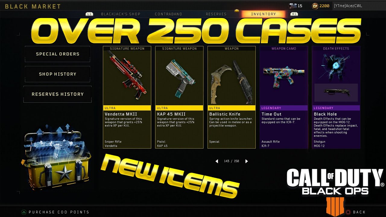 Black Ops 4 - 280+ RESERVE CASE OPENING! NEW ITEMS & WEAPONS!