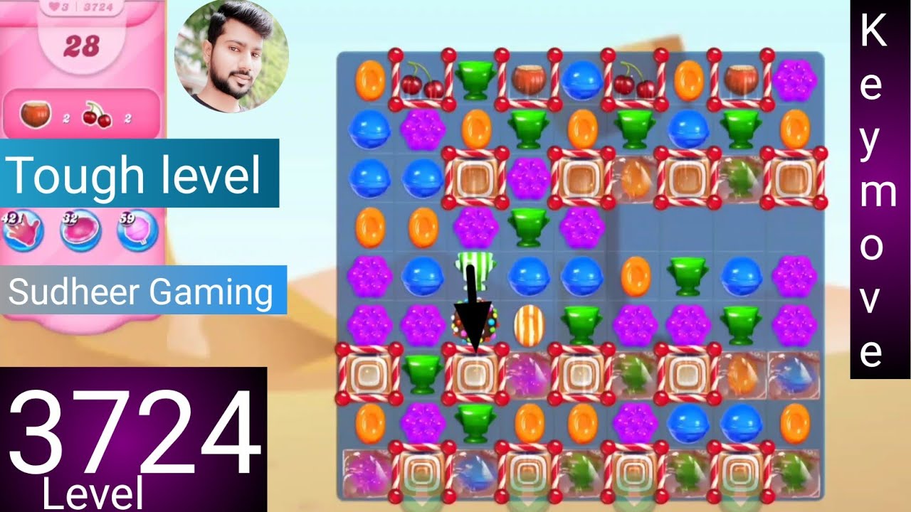 Candy crush saga level 3724 । No boosters । Tough level । Candy crush 3724 help। Sudheer Gaming