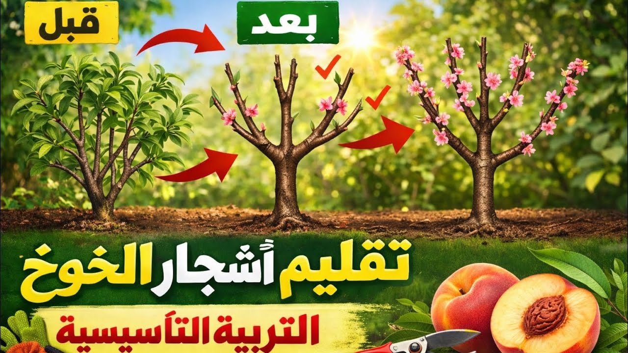 التقليم الذهبي لأشجار الخوخ | أساس شجرة قوية ومحصول عالي سر نجاح الخوخ من أول سنة #تقليم #farming 