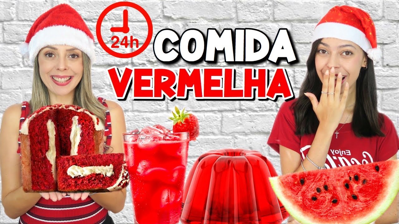 24 HORAS COMENDO SÓ COMIDA VERMELHA ❤️