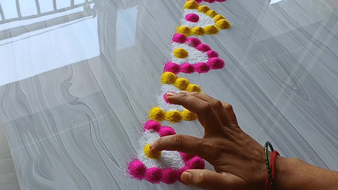 3 new year border rangoli designs | Border rangoli designs | door side rangoli designs | rangoli art
