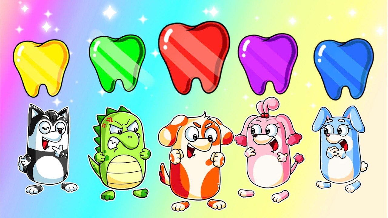 Rainbow Teeth 🌈 🦷 Let's Check! 🔍 Teeth Cartoon 🎬 Cartoon for Kids | Hoo Doo Super Pup