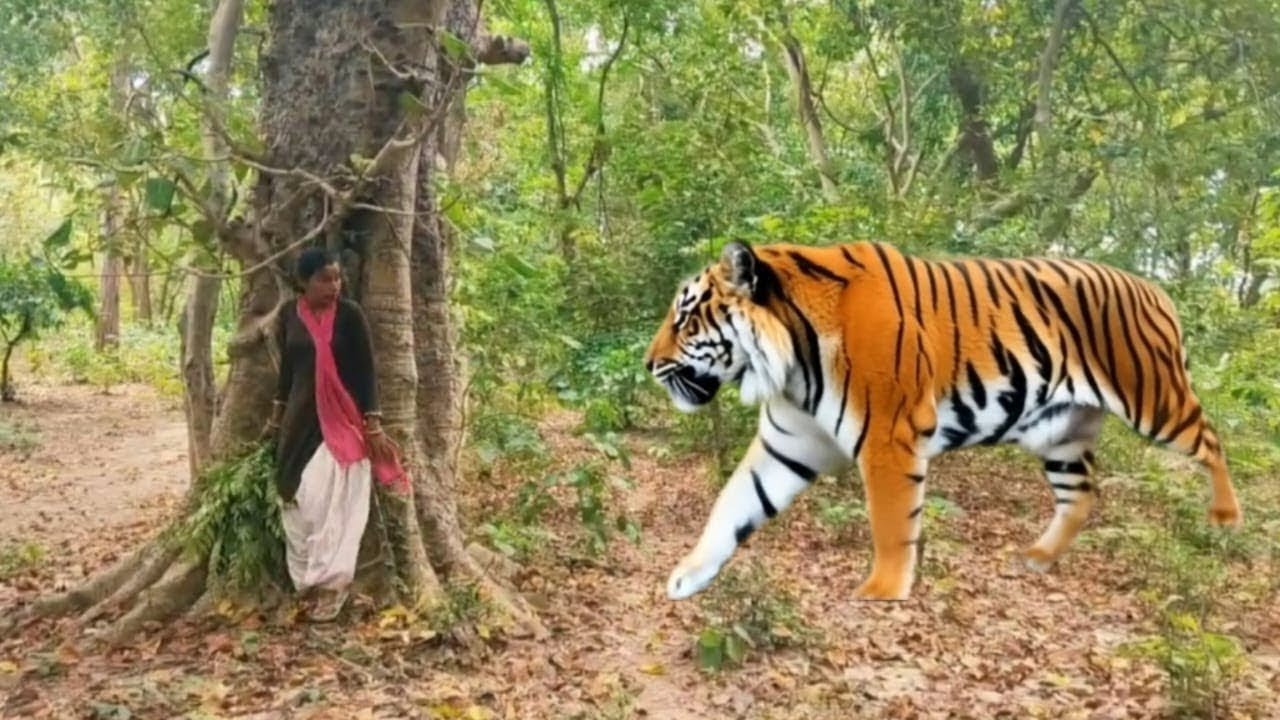Tiger Attack On V🐆illage Girl in the forest l tiger Attack man in forest yay🌳Benga🙏tiger Attac🐯😍❣️💥🌳