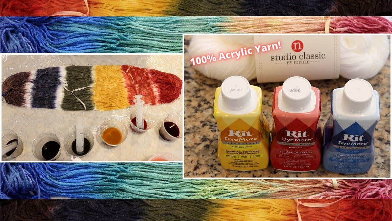 Dyepot Weekly #279- Color Mixing With Rit DyeMore Synthetic Dyes to Create Rainbow 100% Acrylic Yarn