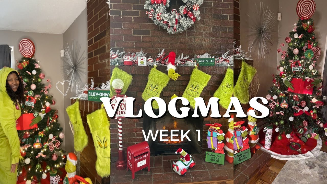 Vlogmas | Week 1 | Grinch Decor Shopping | Decorating Christmas Tree for Grinchmas |
