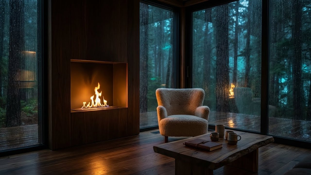 Ultimate Comfort Rain Sounds: Cozy Wood Cabin Fireplace for Deep Relaxation and Better Sleep 🌙🔥🏠