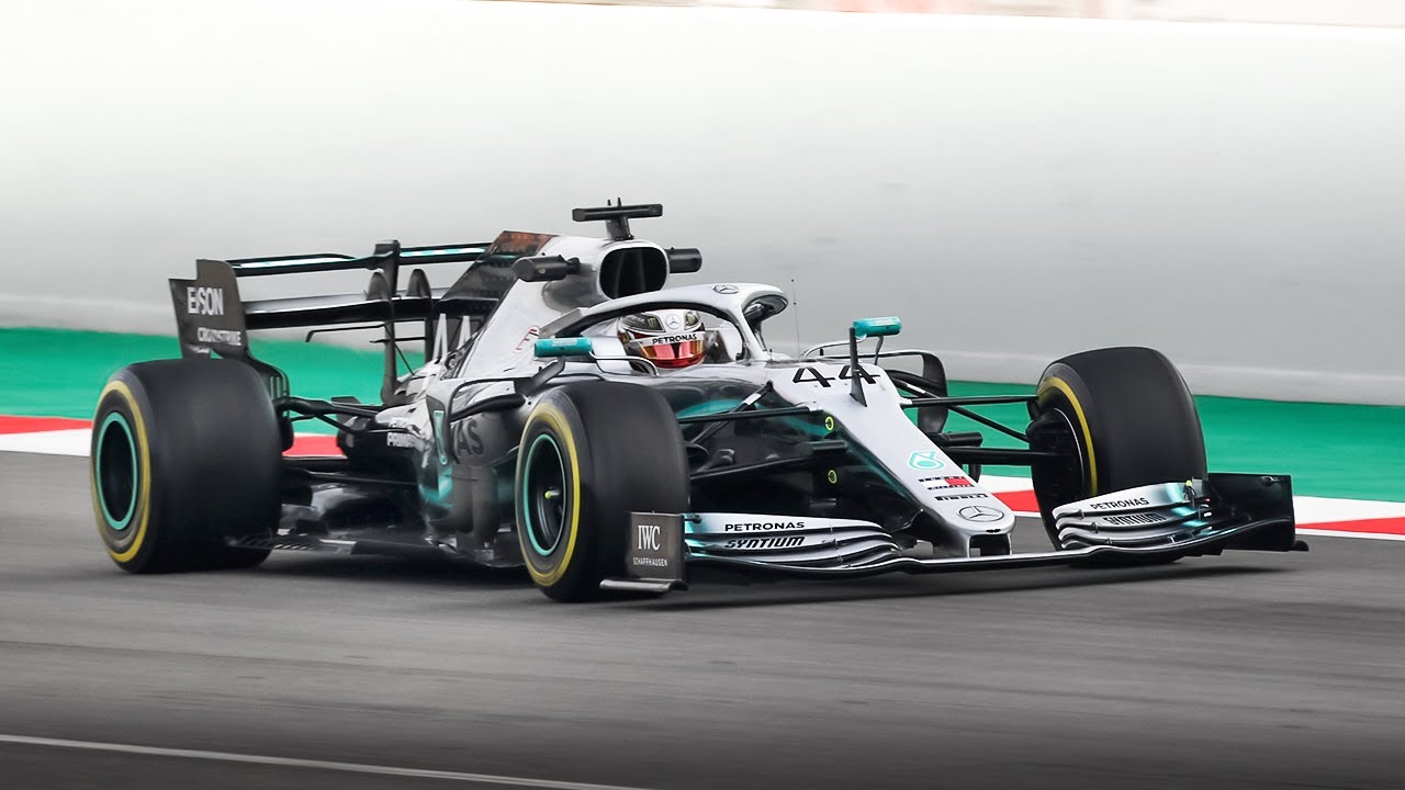 2019 Mercedes AMG W10 EQ Power+ in action at Circuit de Barcelona-Catalunya