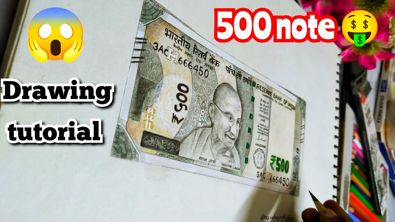 🤑500 ke note ki drawing// five hundred rupees drawing😱//nakali note kese banaye 😱