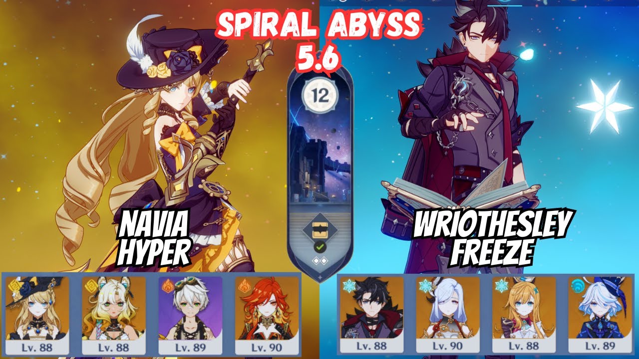C0 Navia Hyper / C1 Wriothesley Escoffier Freeze Floor 12 Spiral Abyss 5.6 Genshin Impact [原神]
