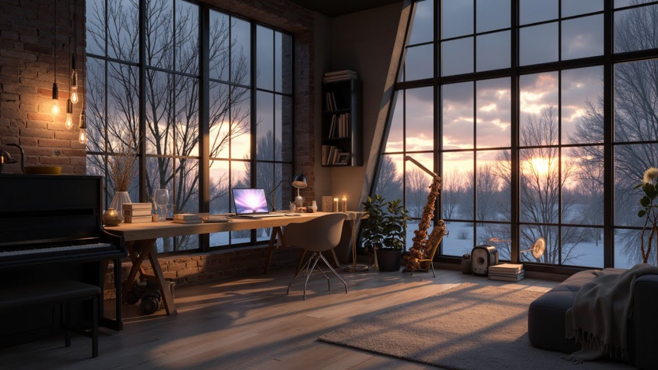 Cozy Winter Jazz for Work From Home Music - Chill Loft Workspace & Study Focus