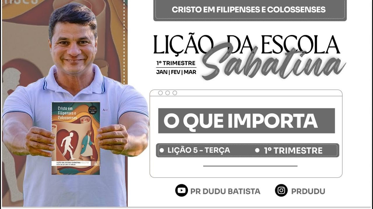 Lição da  Escola Sabatina ADULTOS , Terça 03/02/2026  