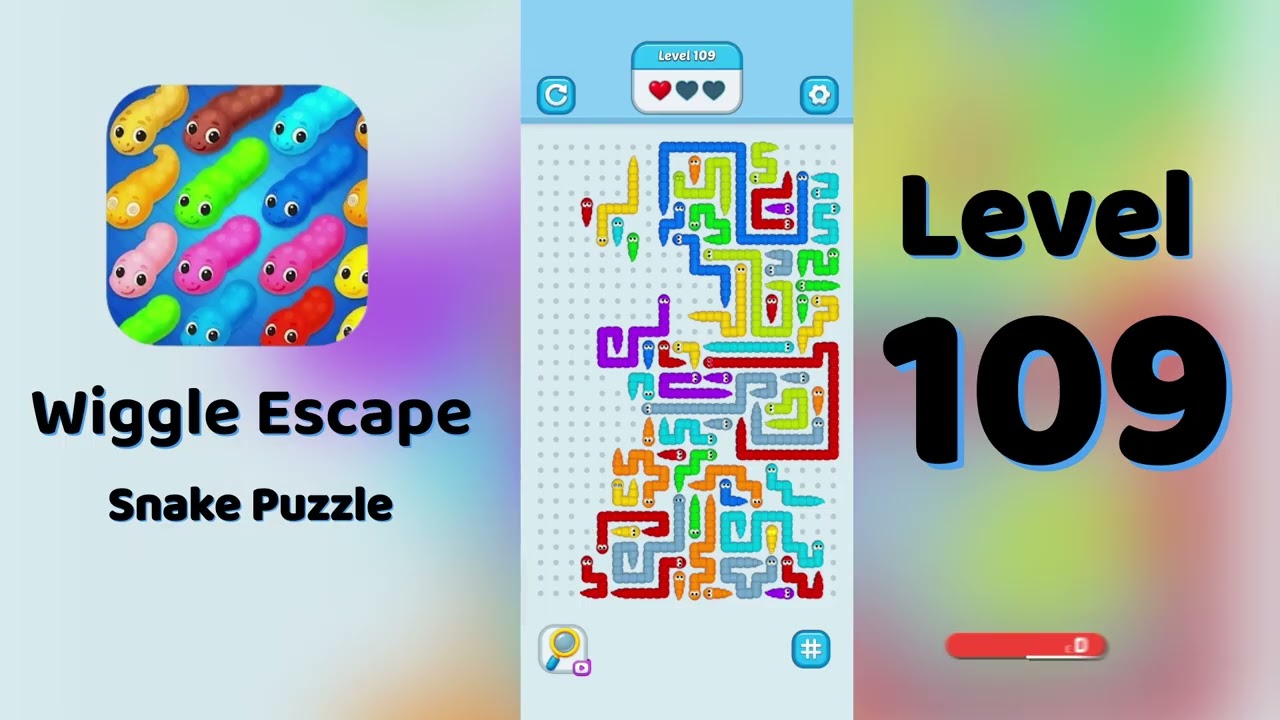 🎮 Wiggle Escape Level 109 Walkthrough | Snake Puzzle Challenge 🐍 | SolutionGuruji