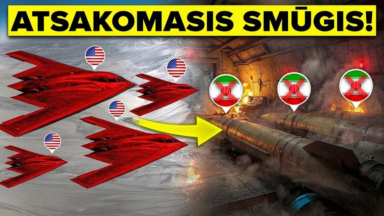 JAV B-2 bombonešis numeta 13 tonų priešbunkerinę bombą ant Irano raketų gamyklos