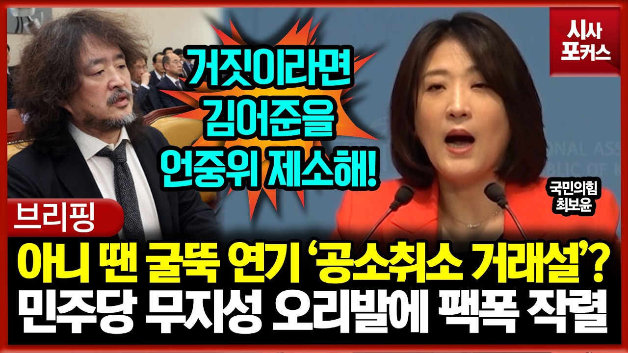 '공소취소 거래설'은 아니 땐 굴뚝의 연기?... 민주당 무지성 오리발에 팩폭 작렬한 최보윤