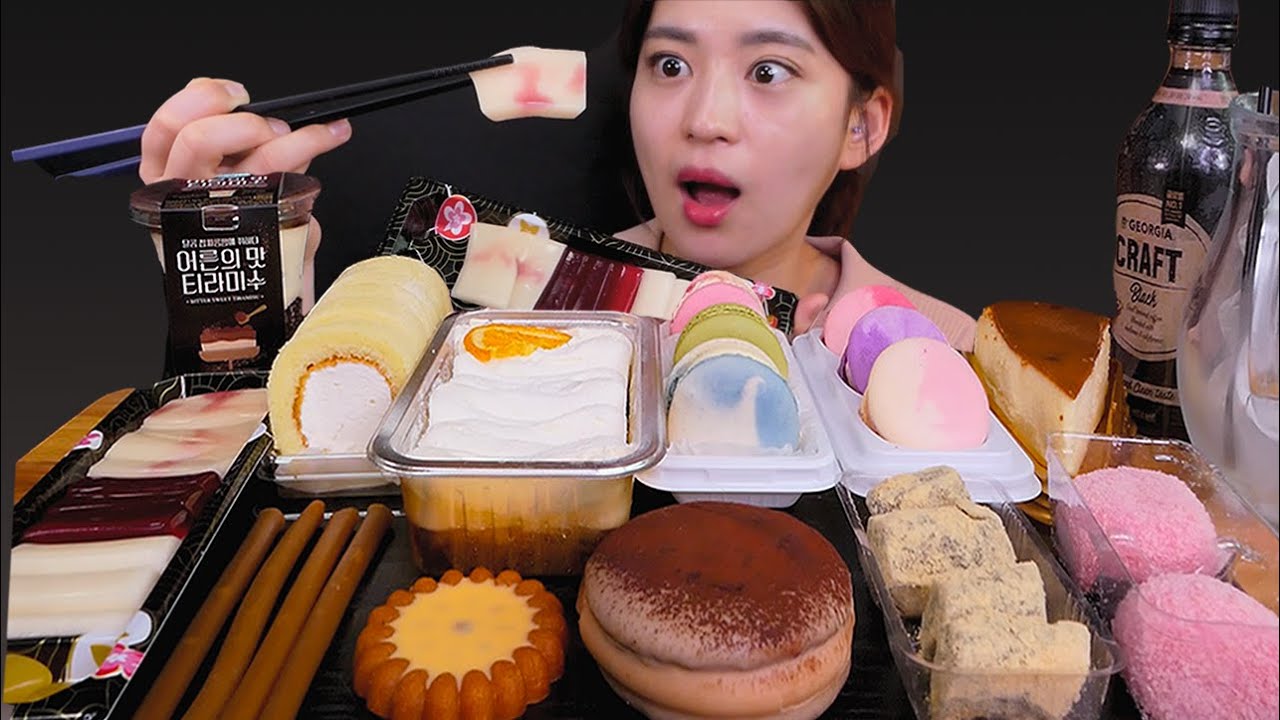 🧁Convenience store food😆편의점 이색디저트 모두 집합!😍 [Tuna jelly, Macaron, rice cake, chocolate] Mukbang