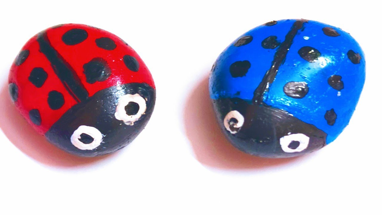 Easy Stone Ladybug 🐞🐞 Painting Acrylic  Painting  On Rock  Garden Decor Creative Craft 