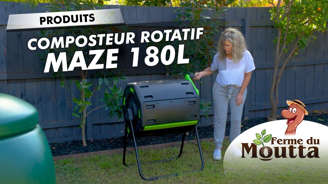 Composteur Rotatif Maze 180 litres à double cellules, tournez et compostez vos déchets organiques