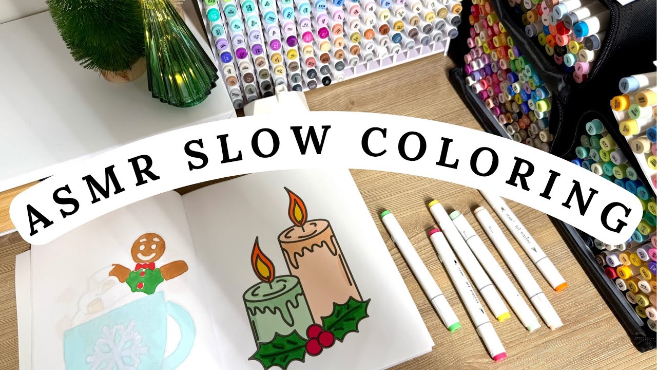 Christmas Slow ASMR coloring | relaxingcoloring session | ASMR marker and paper sounds 