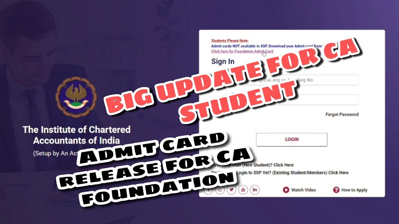Admit card release for ca foundation dec 2022 attempt, how to download admit card #bigupdate #icai