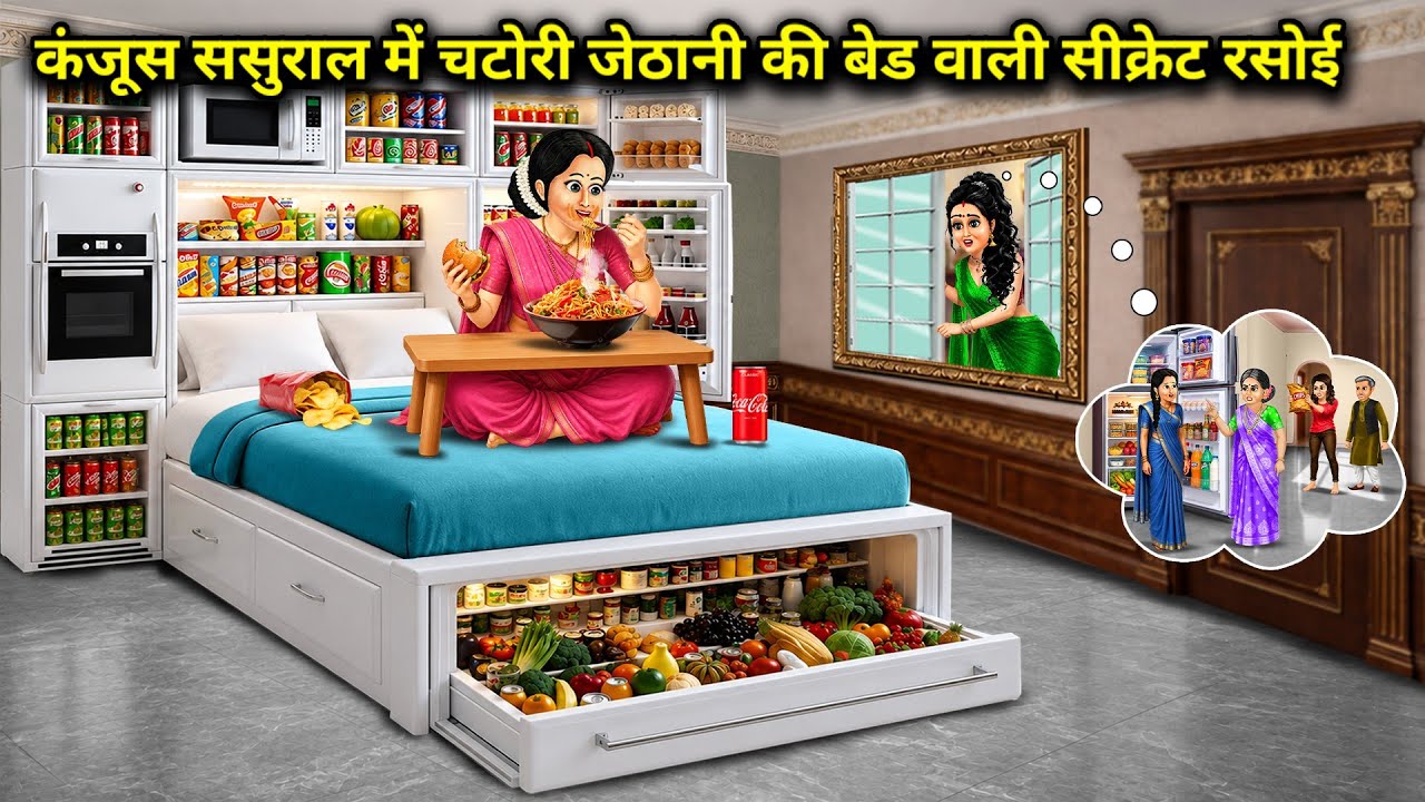 कंजूस ससुराल में चटोरी जेठानी की बेड वाली सीक्रेट रसोई। Cartoon videos। Hindi Stories Ke Diwane।